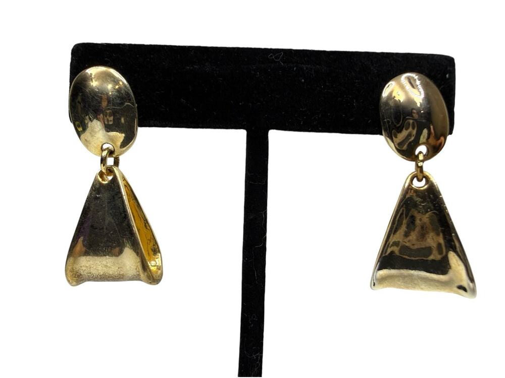 Vintage Retro Gold Tone Dangle Drop Earrings Fashion Jewelry Statement 1.5"
